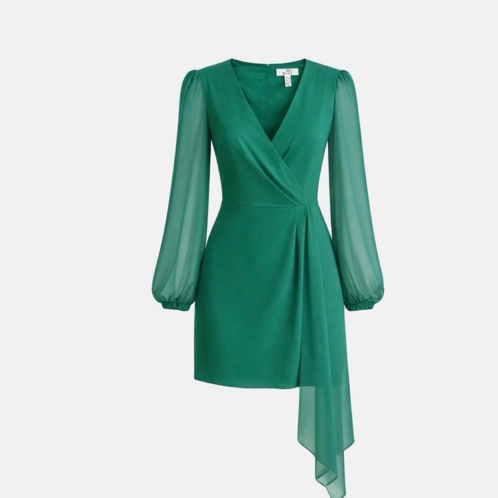 Belle Badgley Mischka Erika Emerald Green Drape Mini Dress 0
Worn only once.
